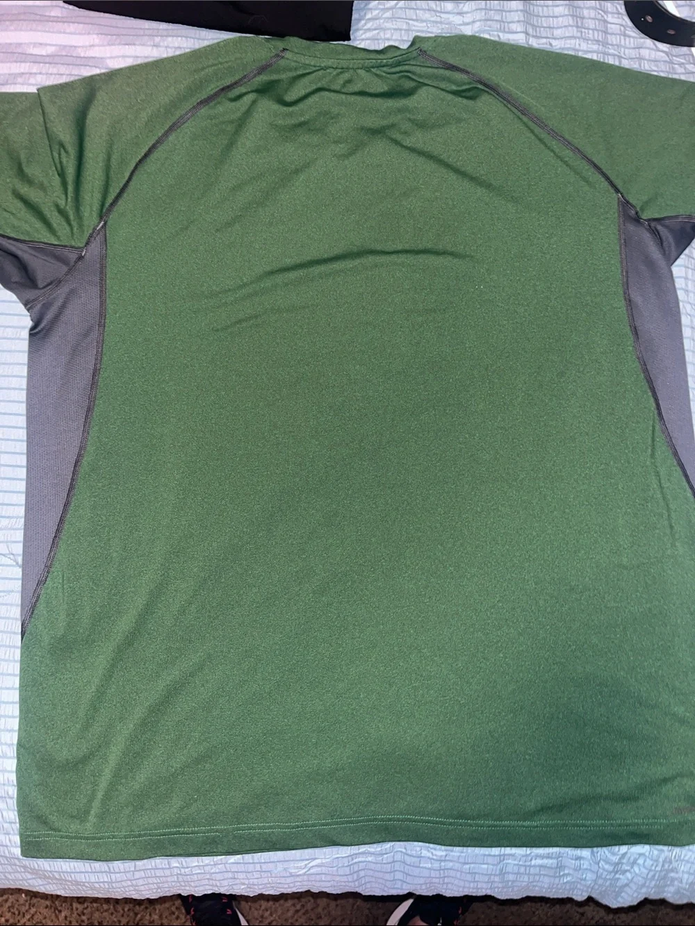 adidas Men’s Forest Green Short-Sleeve Athletic Tee with Gray Panels